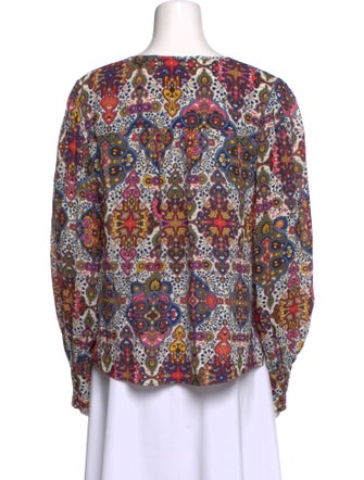 Veronica Beard Floral Print V-Neck Blouse