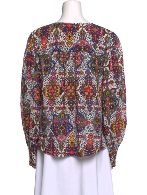 Veronica Beard Floral Print V-Neck Blouse