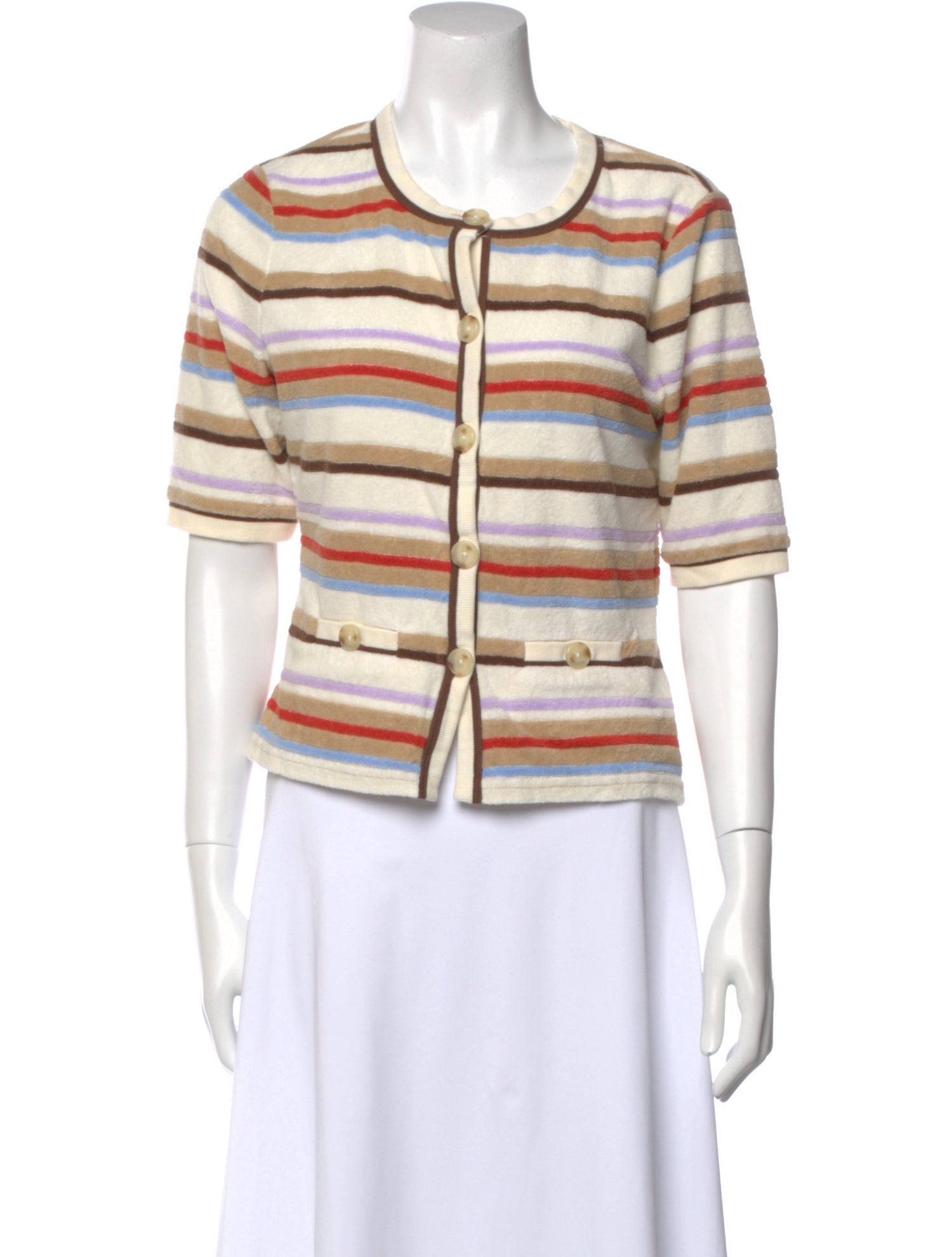 Veronica Beard Striped Scoop Neck Sweater