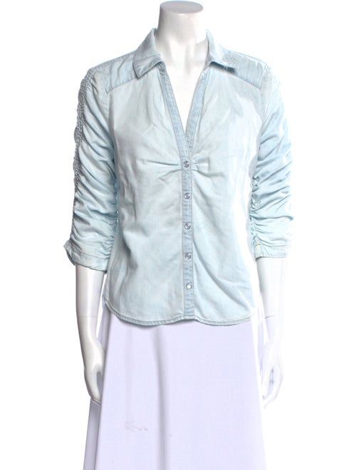 Veronica Beard V-Neck Three-Quarter Sleeve Button-Up Top