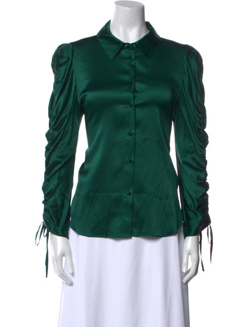 Veronica Beard Silk Long Sleeve Button-Up Top