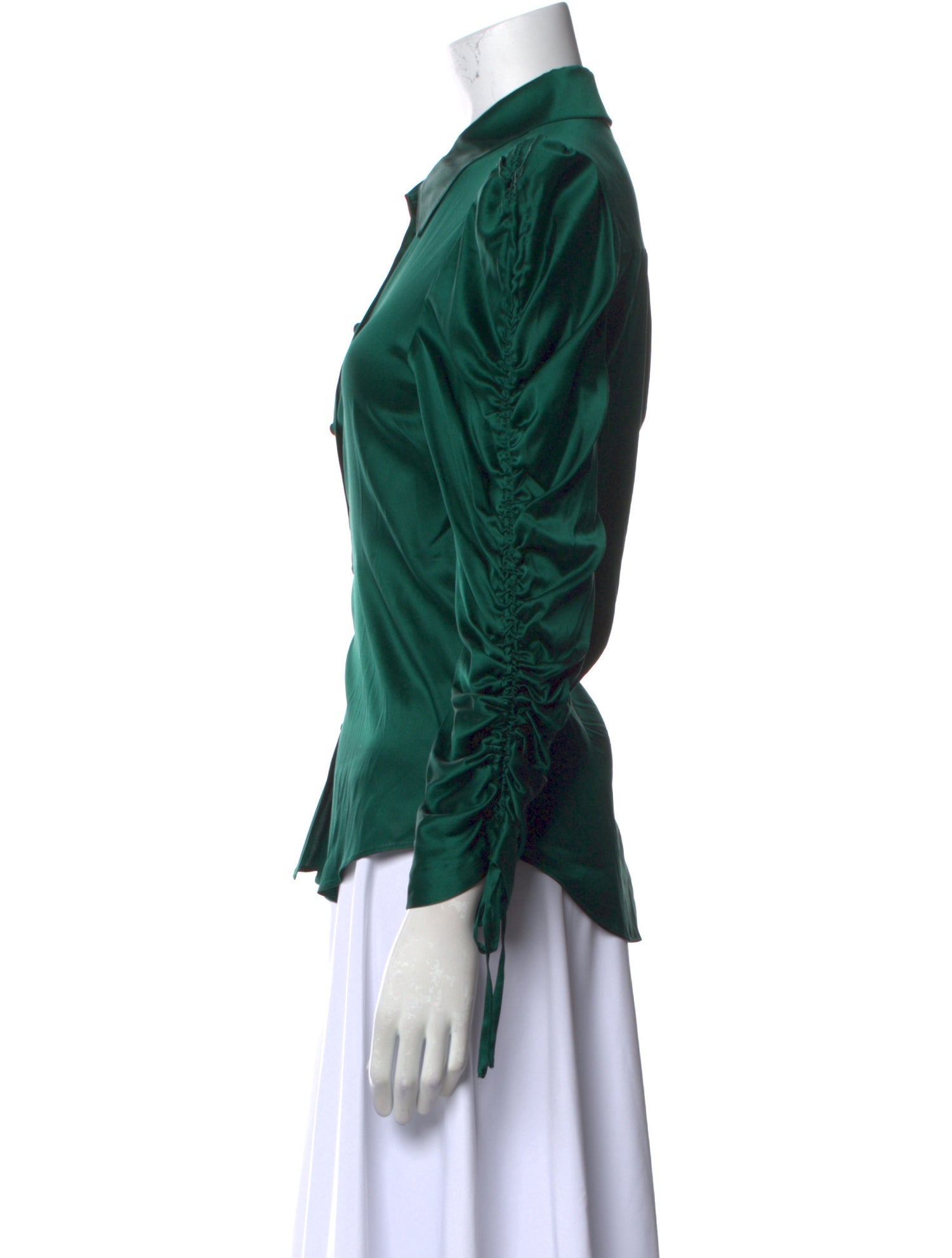 Veronica Beard Silk Long Sleeve Button-Up Top