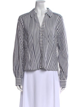 Veronica Beard Striped Long Sleeve Button-Up Top