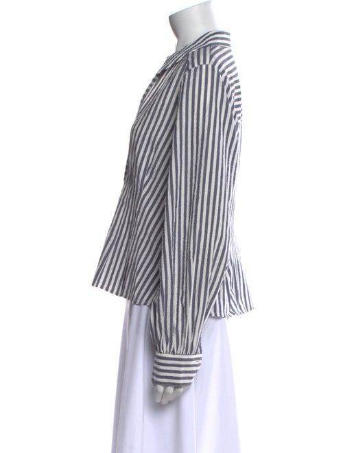 Veronica Beard Striped Long Sleeve Button-Up Top