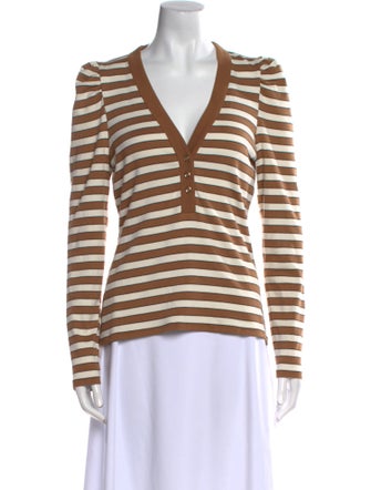 Veronica Beard Striped V-Neck Top