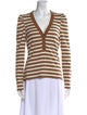 Veronica Beard Striped V-Neck Top