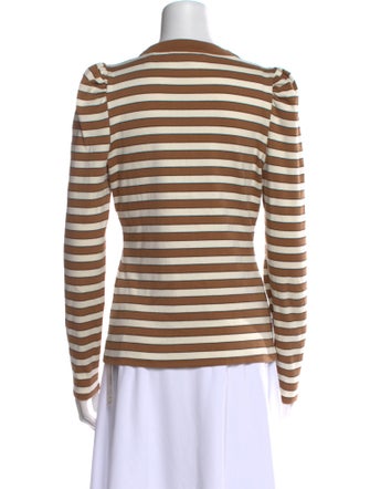 Veronica Beard Striped V-Neck Top