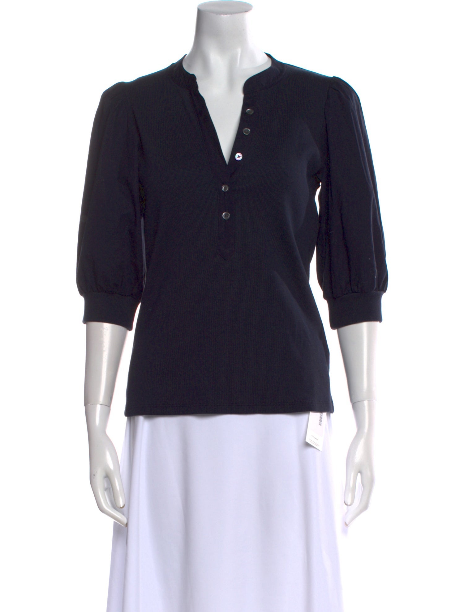 Veronica Beard V-Neck Three-Quarter Sleeve Polo