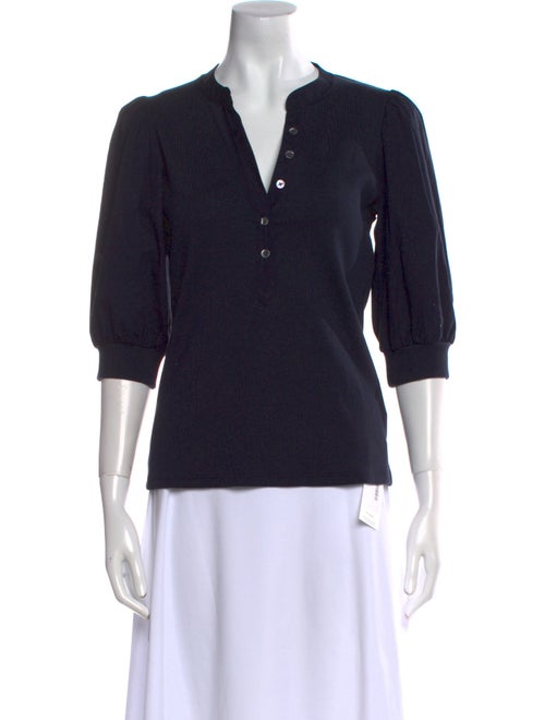 Veronica Beard V-Neck Three-Quarter Sleeve Polo