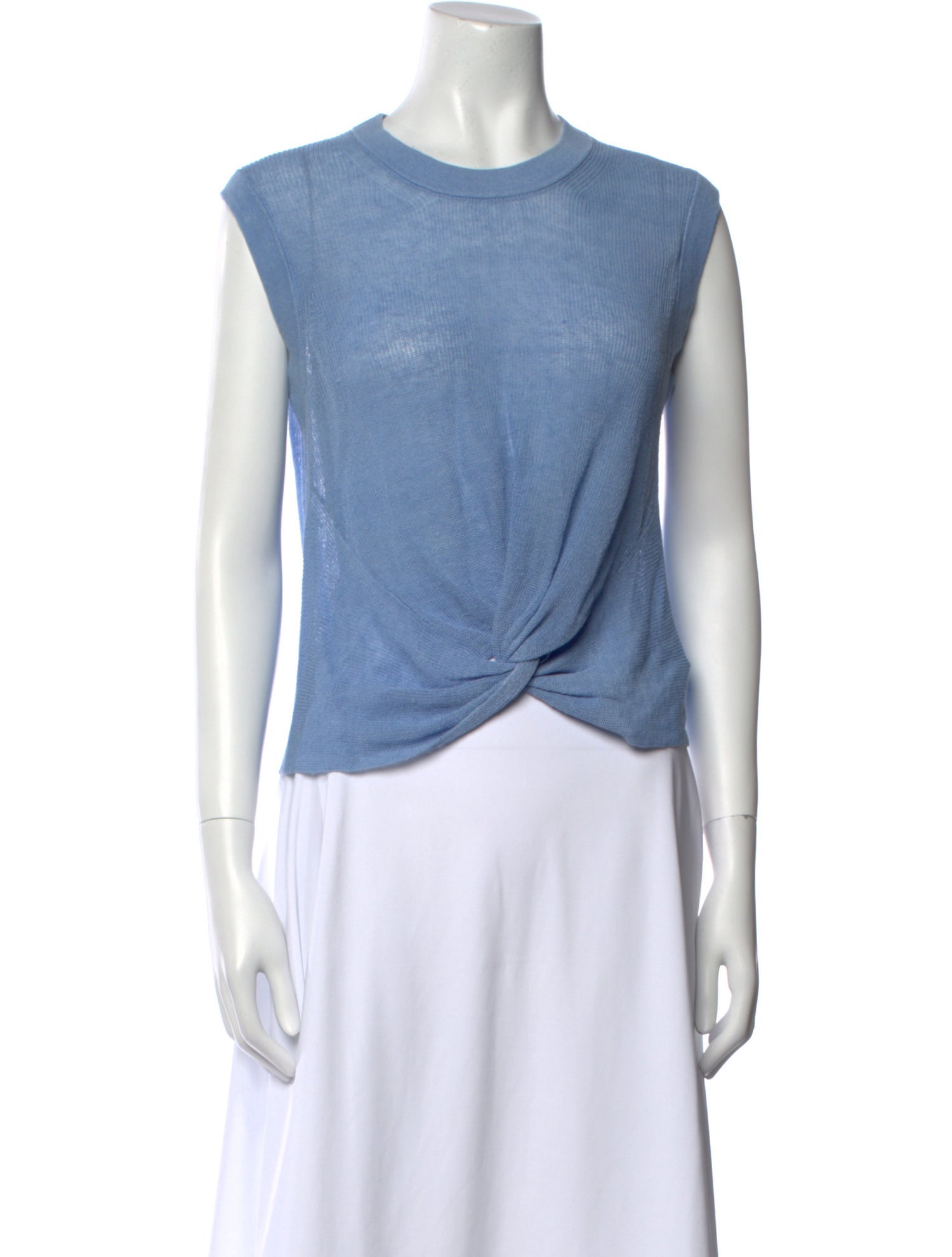 Veronica Beard Linen Crew Neck Crop Top