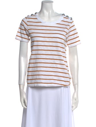 Veronica Beard Striped Scoop Neck T-Shirt