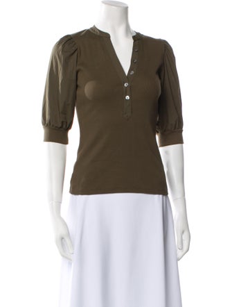 Veronica Beard V-Neck Three-Quarter Sleeve Polo