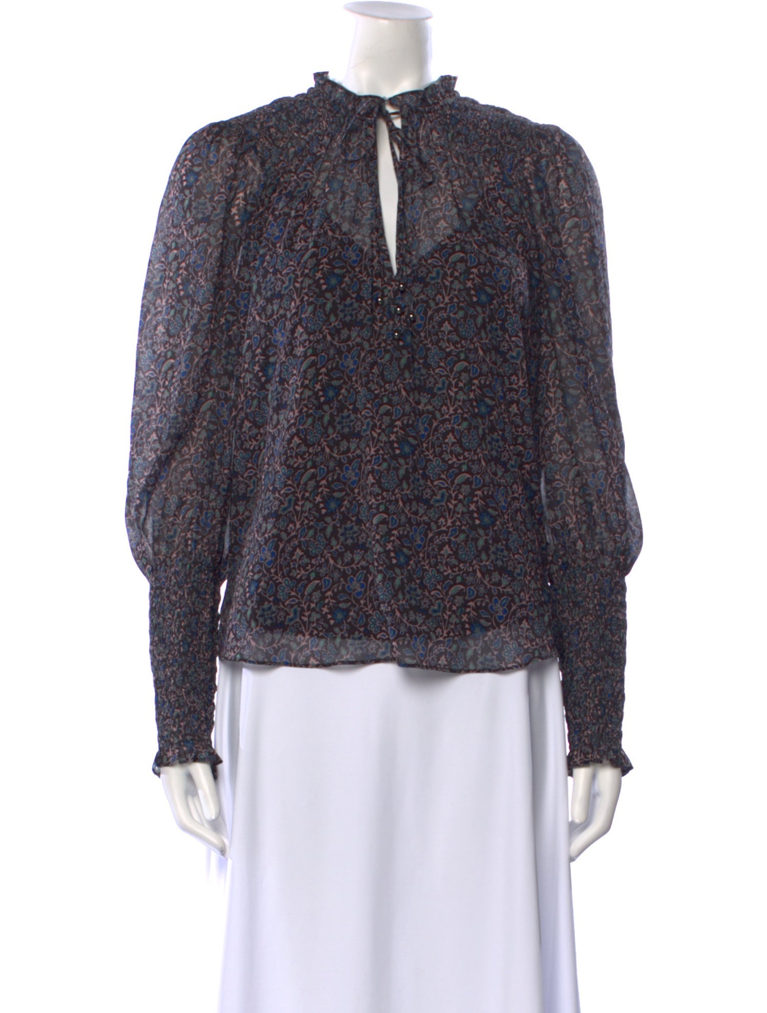 Veronica Beard Printed Mock Neck Blouse