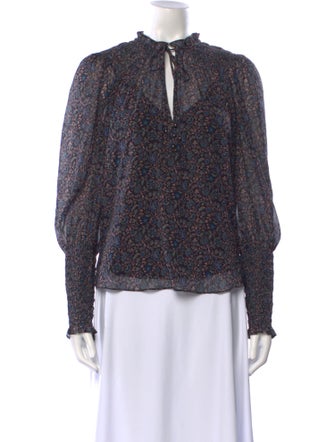 Veronica Beard Printed Mock Neck Blouse