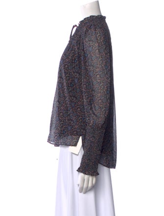 Veronica Beard Printed Mock Neck Blouse