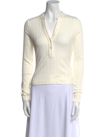 Veronica Beard V-Neck Long Sleeve Top