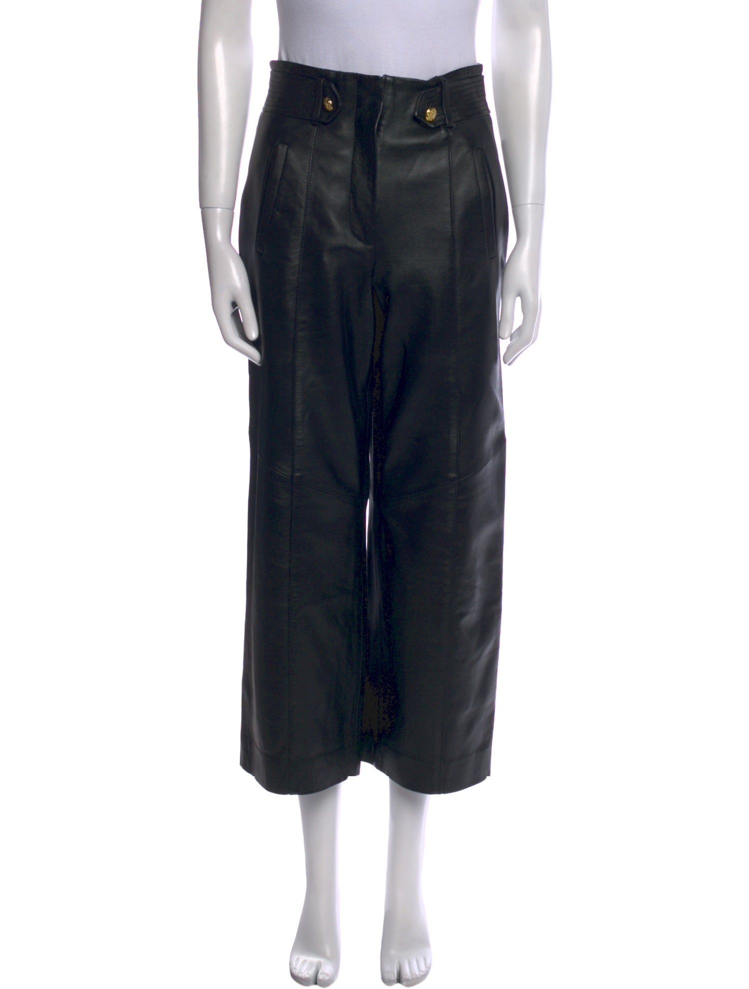 Veronica Beard Lamb Leather Wide Leg Pants