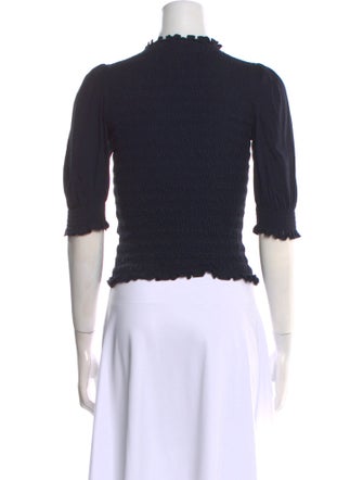 Veronica Beard Crew Neck Three-Quarter Sleeve Crop Top