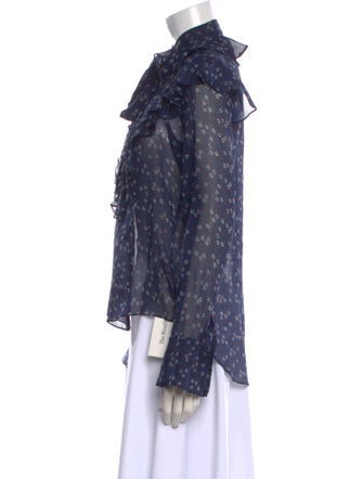 Veronica Beard Silk Floral Print Button-Up Top