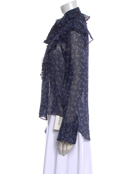 Veronica Beard Silk Floral Print Button-Up Top