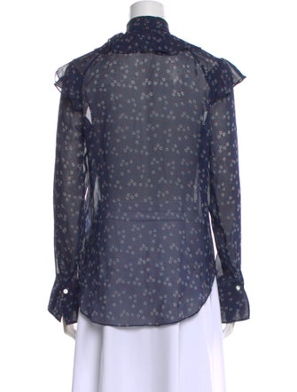 Veronica Beard Silk Floral Print Button-Up Top