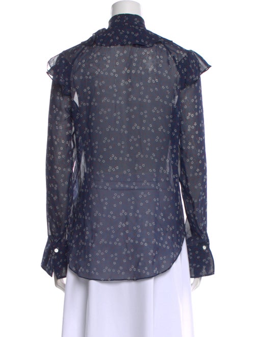 Veronica Beard Silk Floral Print Button-Up Top