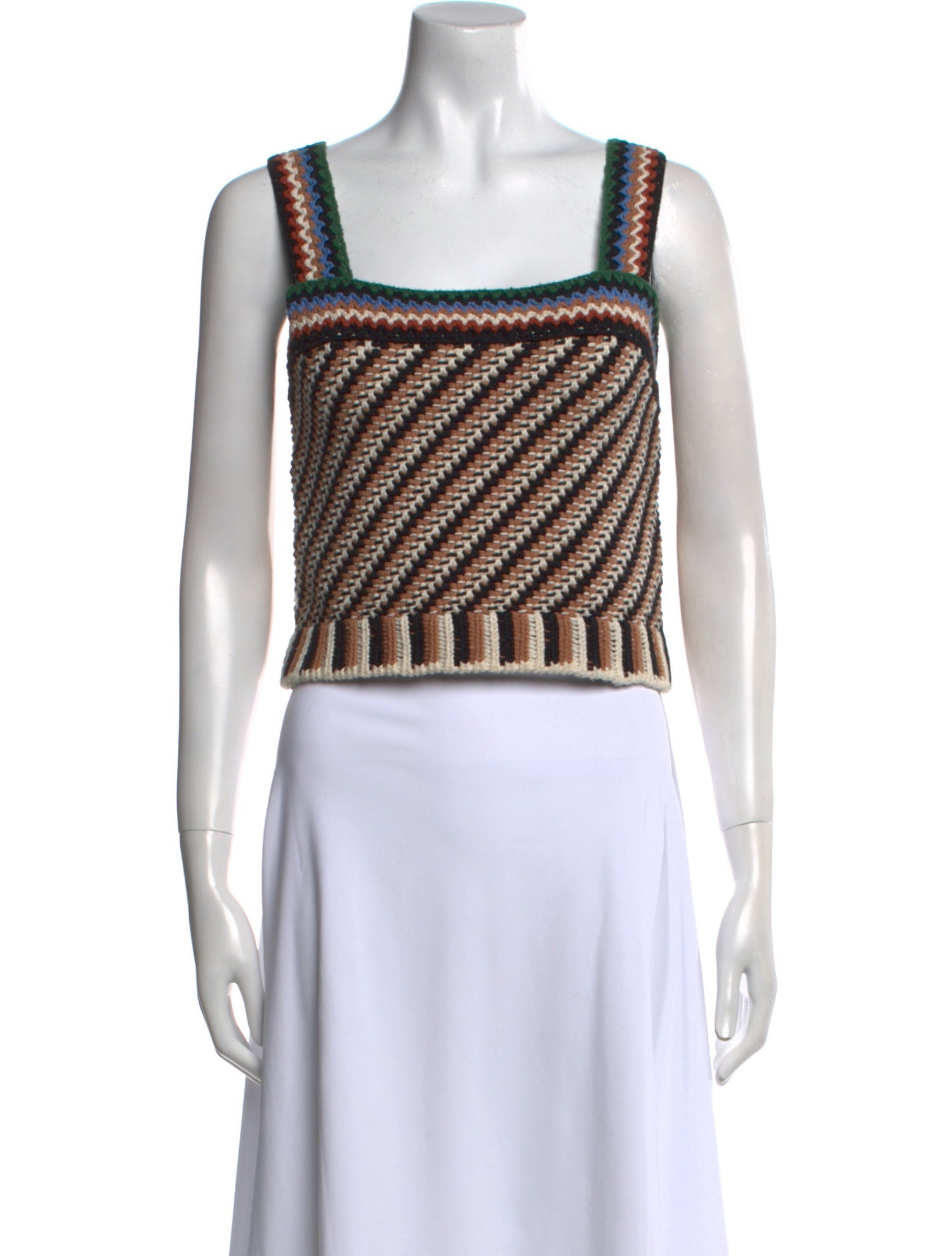 Veronica Beard Striped Square Neckline Crop Top