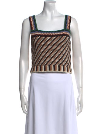 Veronica Beard Striped Square Neckline Crop Top