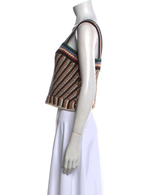 Veronica Beard Striped Square Neckline Crop Top