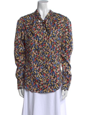 Veronica Beard Silk Floral Print Button-Up Top