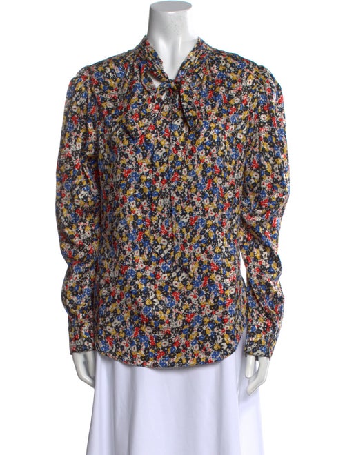 Veronica Beard Silk Floral Print Button-Up Top