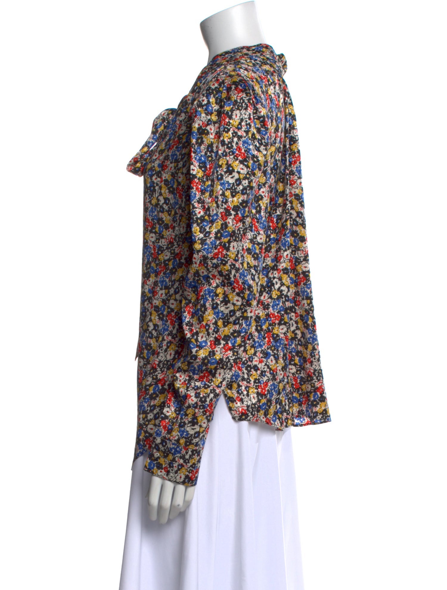 Veronica Beard Silk Floral Print Button-Up Top