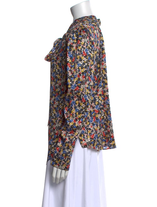 Veronica Beard Silk Floral Print Button-Up Top