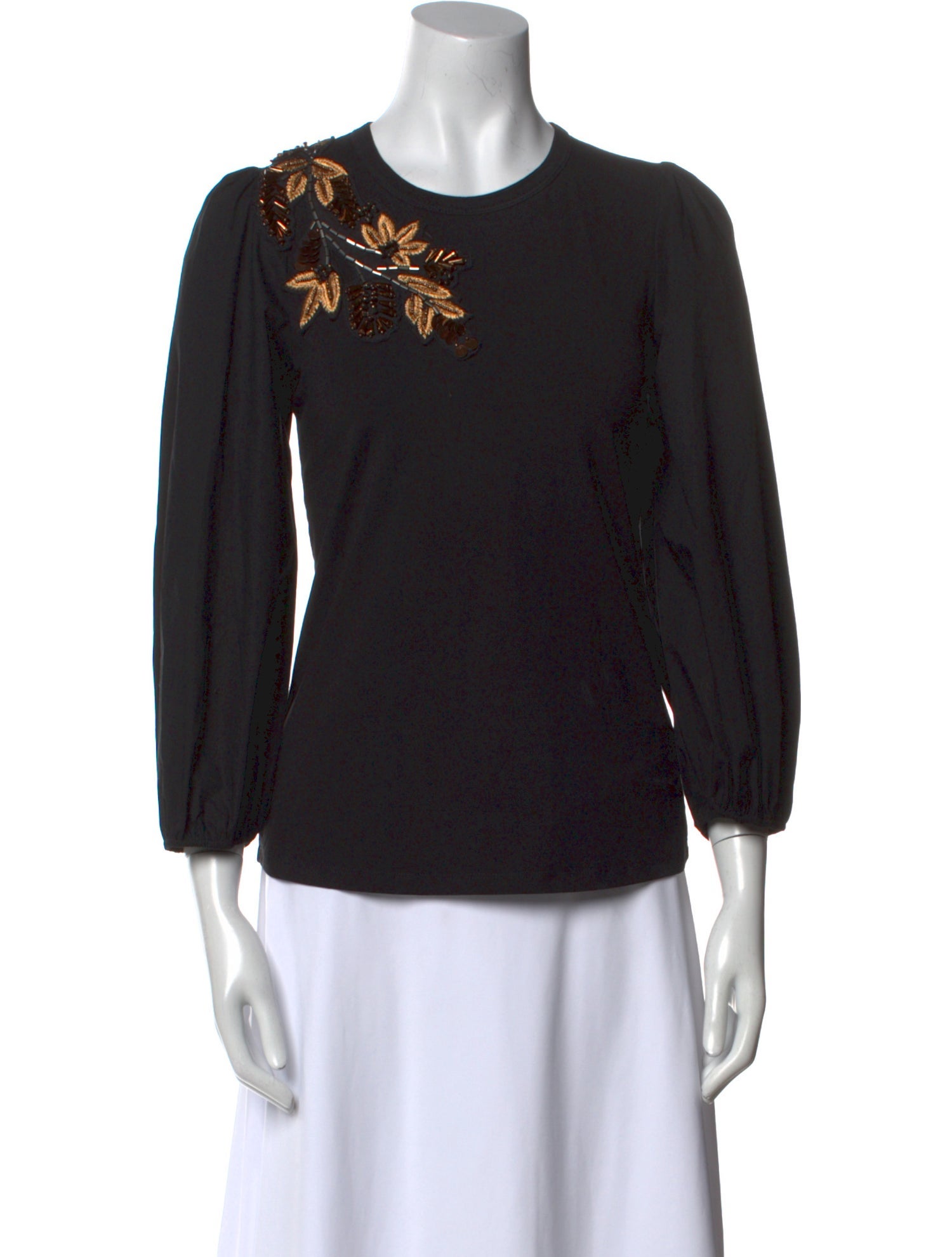 Veronica Beard Crew Neck Three-Quarter Sleeve Top