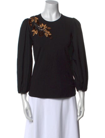 Veronica Beard Crew Neck Three-Quarter Sleeve Top