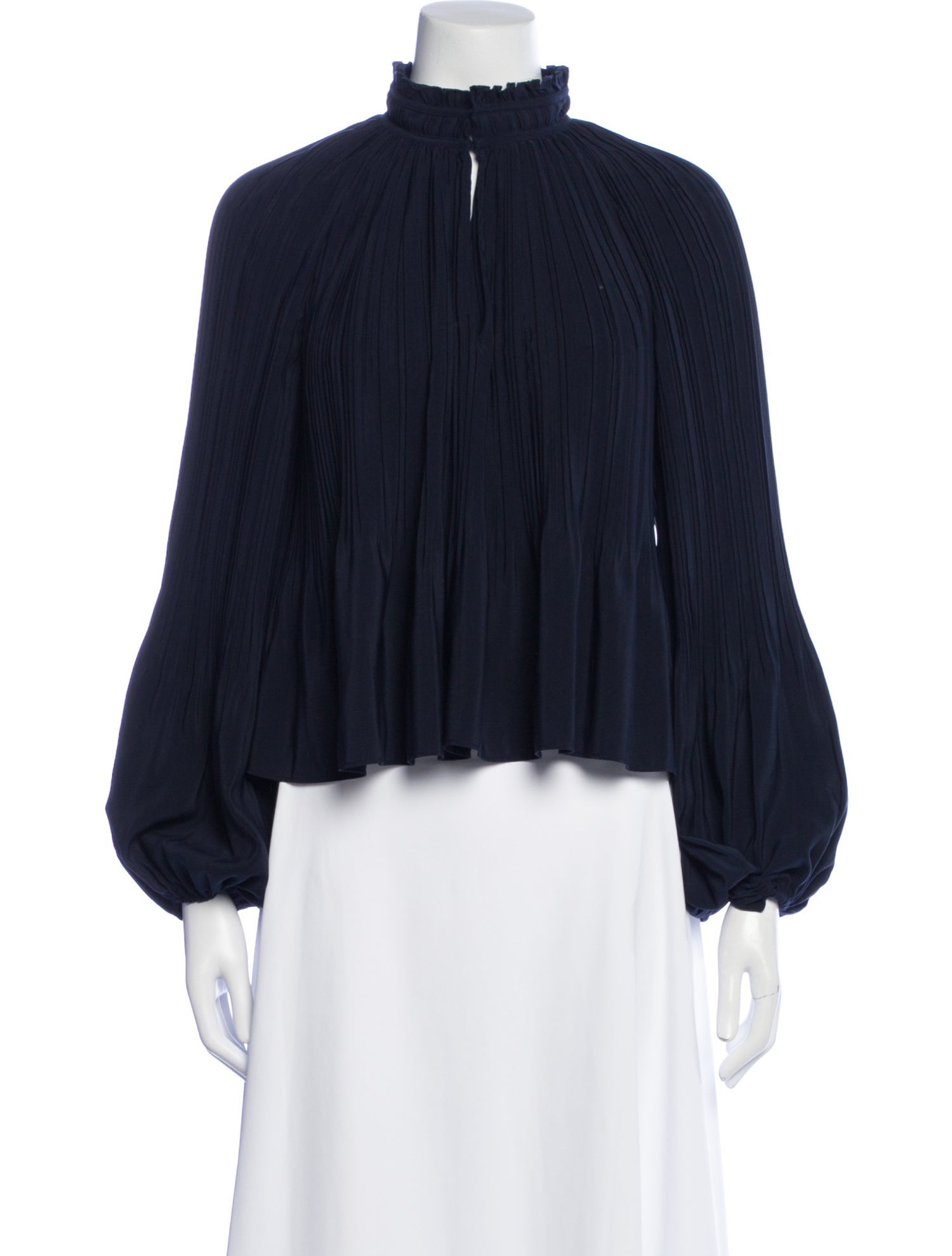 Veronica Beard Mock Neck Long Sleeve Blouse