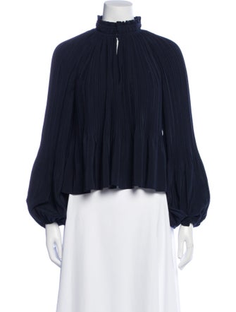 Veronica Beard Mock Neck Long Sleeve Blouse