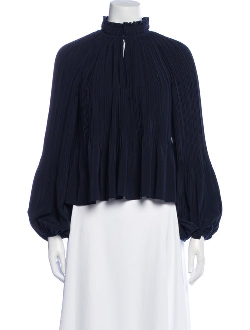 Veronica Beard Mock Neck Long Sleeve Blouse