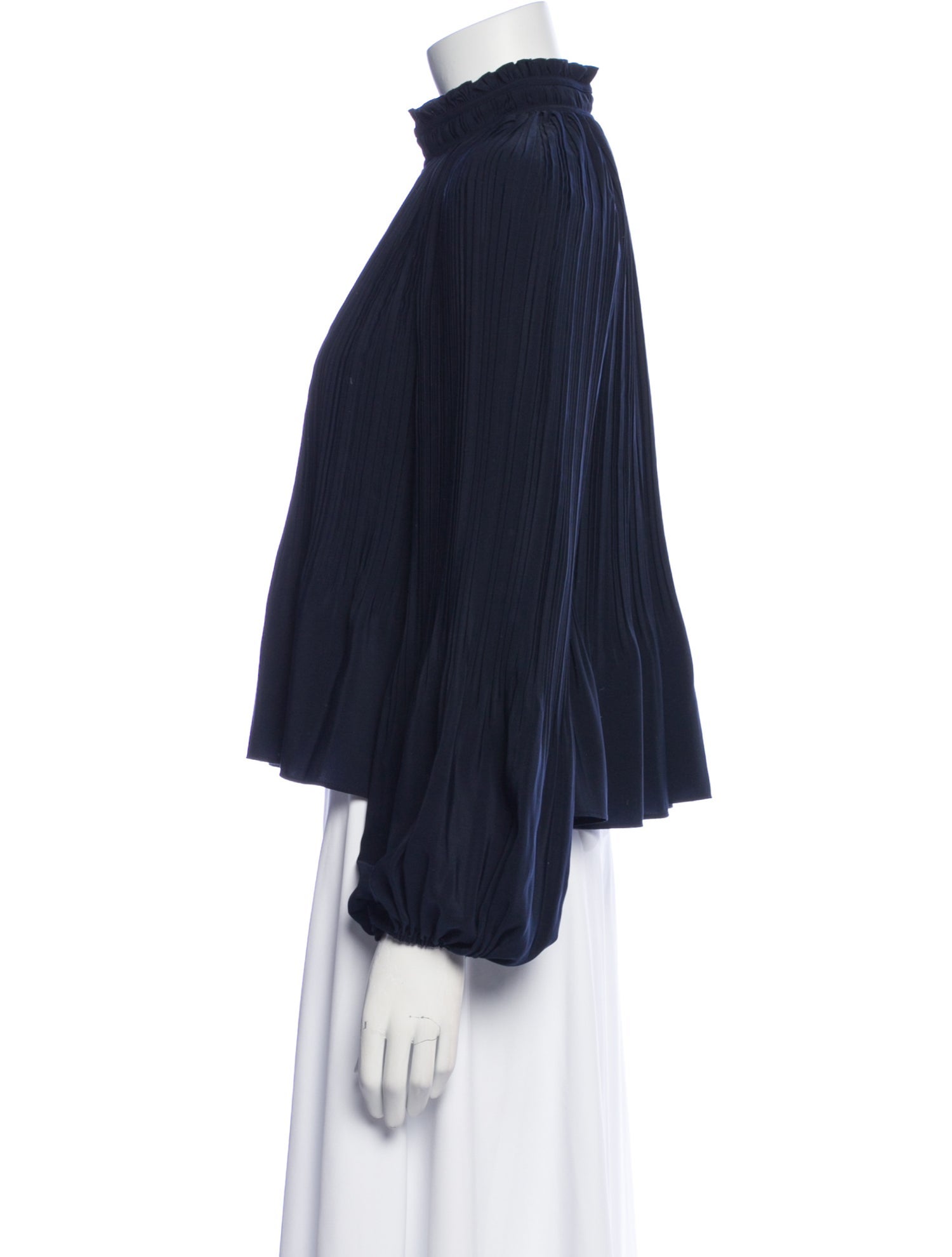 Veronica Beard Mock Neck Long Sleeve Blouse