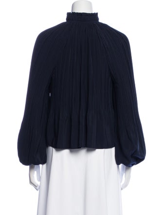 Veronica Beard Mock Neck Long Sleeve Blouse