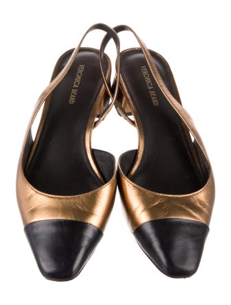 Veronica Beard Leather Colorblock Pattern Slingback Flats