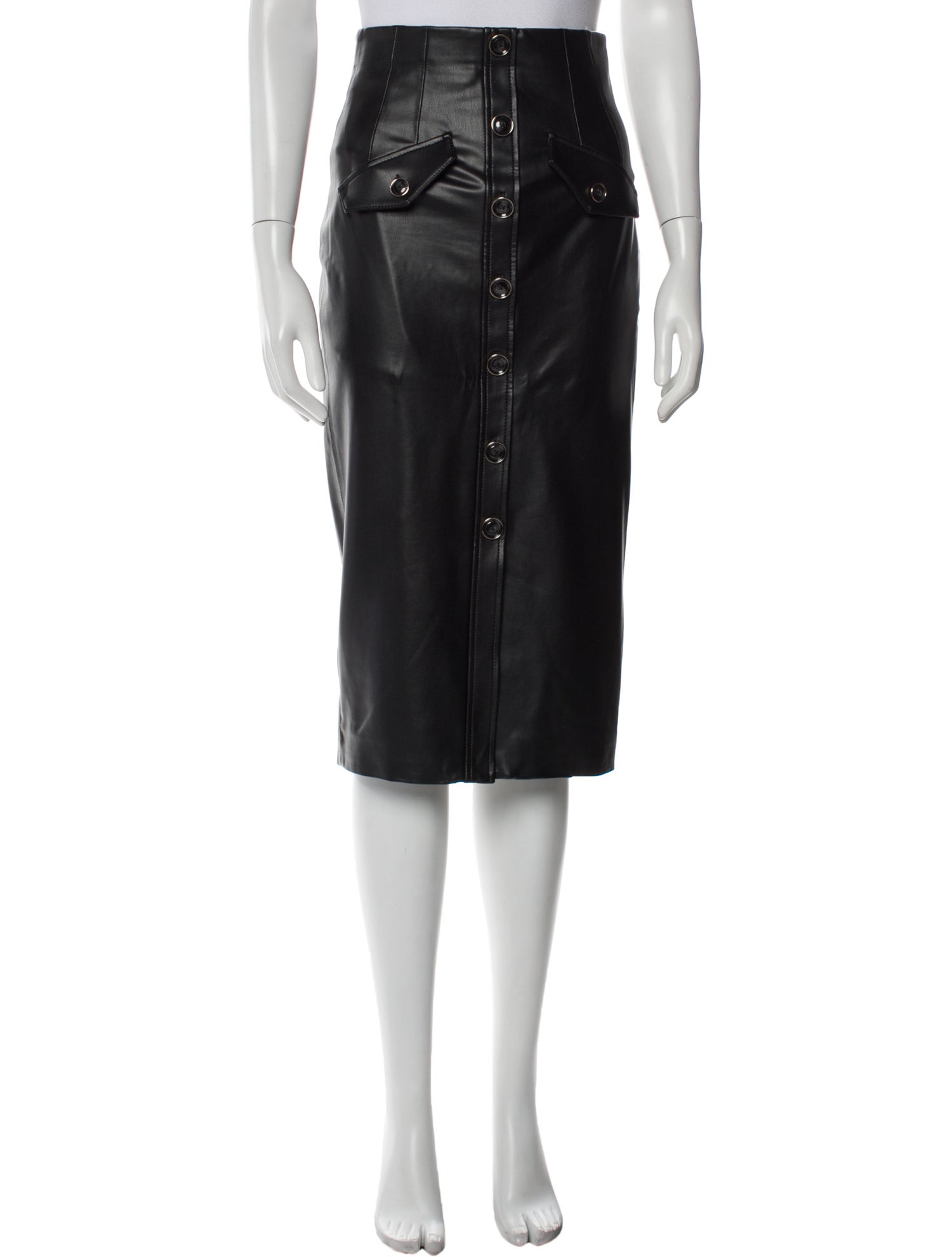 Veronica Beard Leather Trim Embellishment Knee-Length Skirt