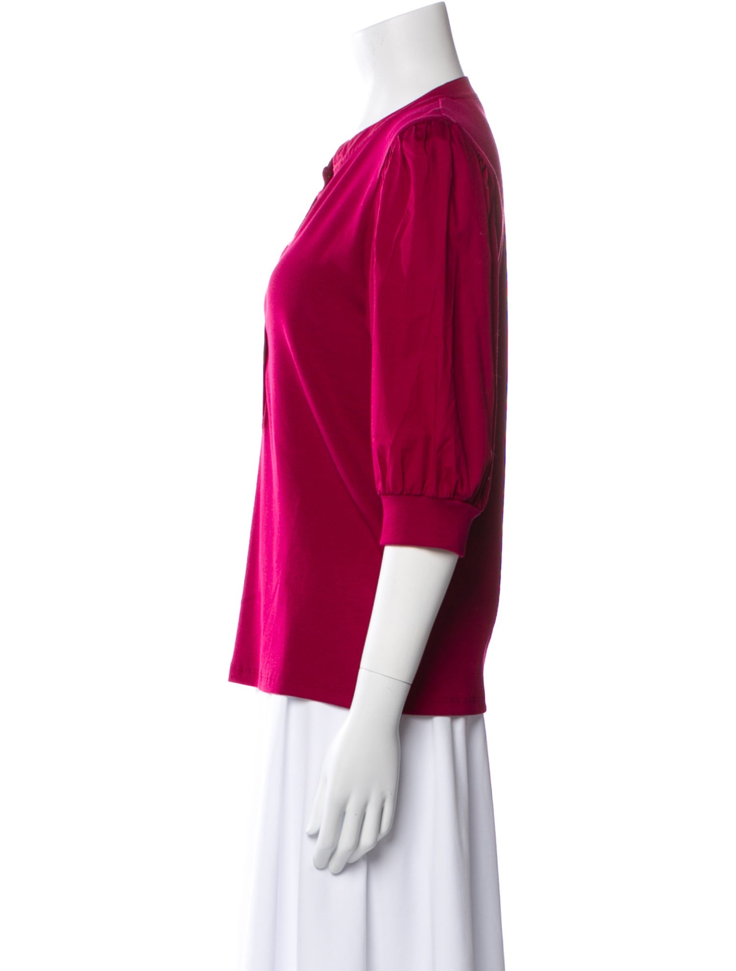 Veronica Beard V-Neck Three-Quarter Sleeve Polo