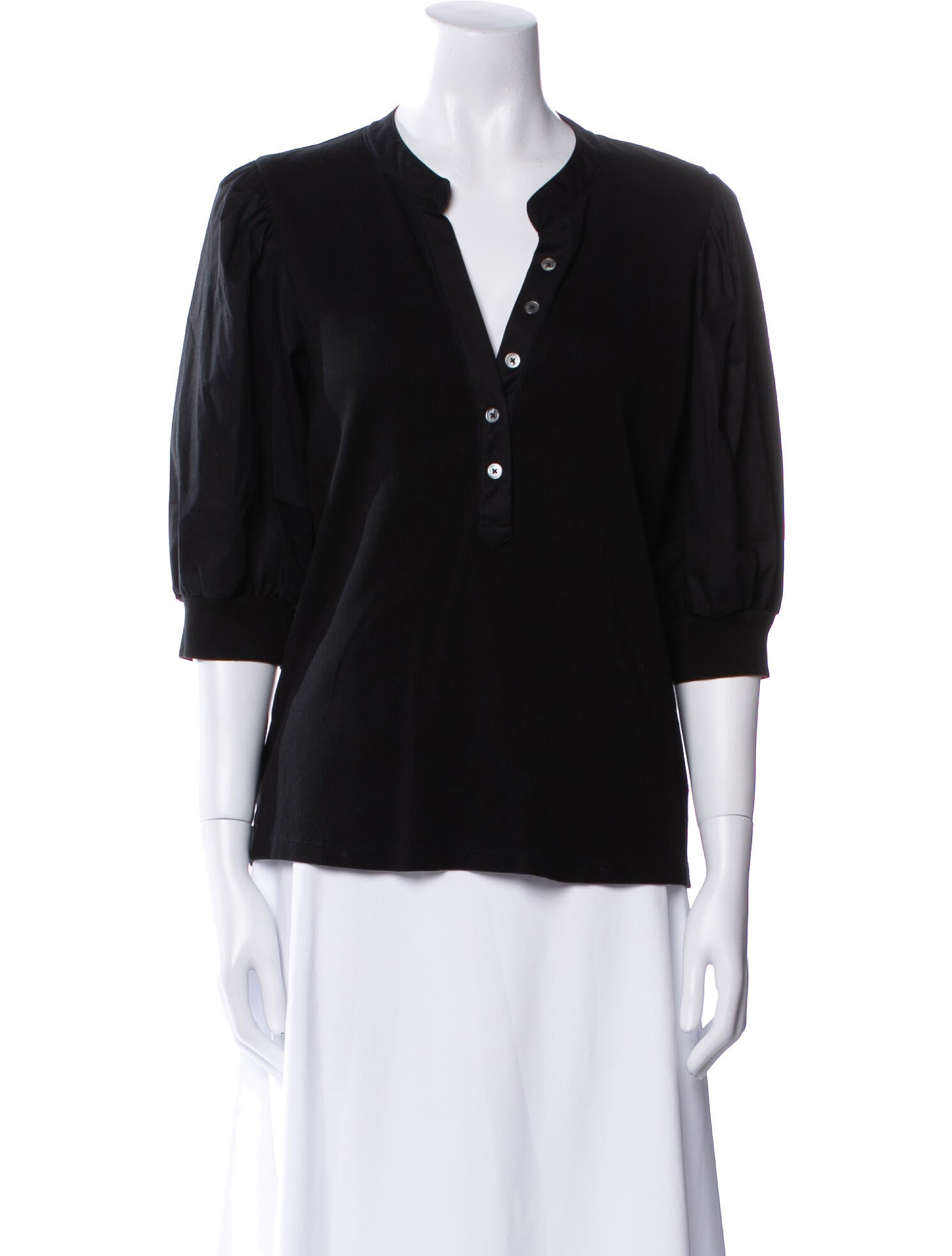 Veronica Beard V-Neck Three-Quarter Sleeve Blouse