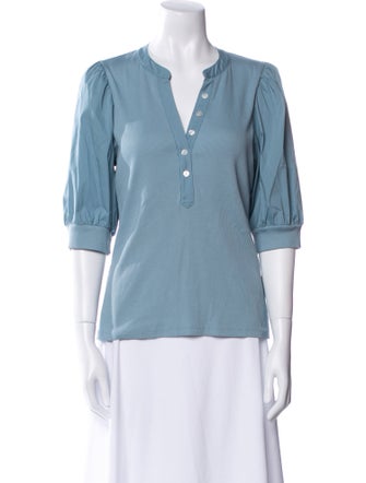 Veronica Beard V-Neck Three-Quarter Sleeve Blouse