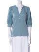 Veronica Beard V-Neck Three-Quarter Sleeve Blouse