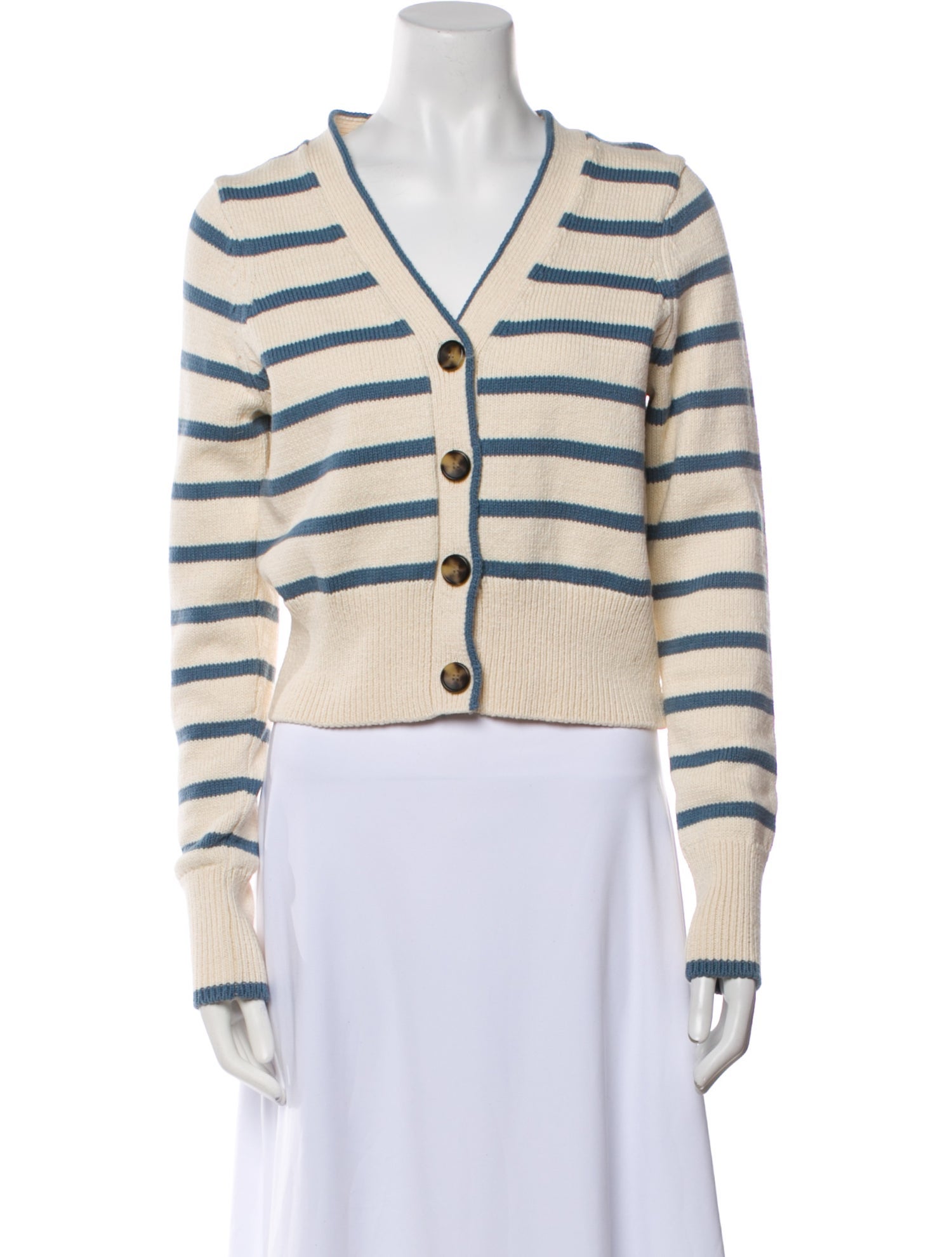 Veronica Beard Striped V-Neck Sweater