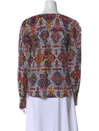 Veronica Beard Printed V-Neck Blouse