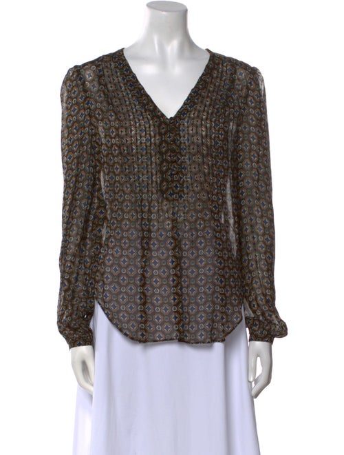 Veronica Beard Printed V-Neck Blouse