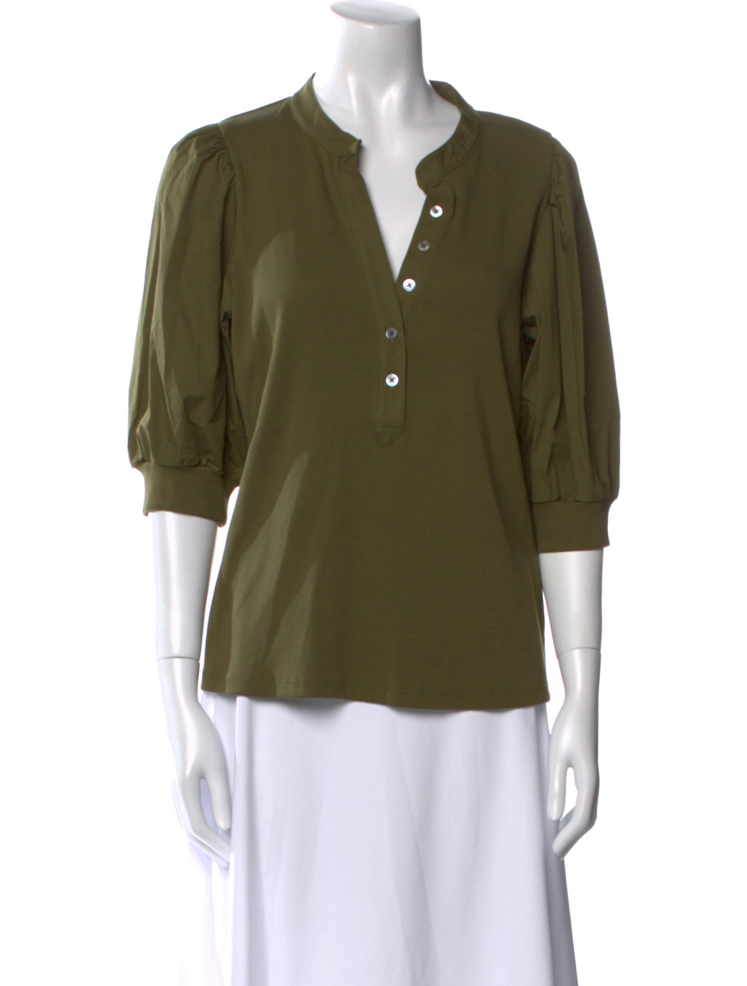 Veronica Beard V-Neck Three-Quarter Sleeve Polo